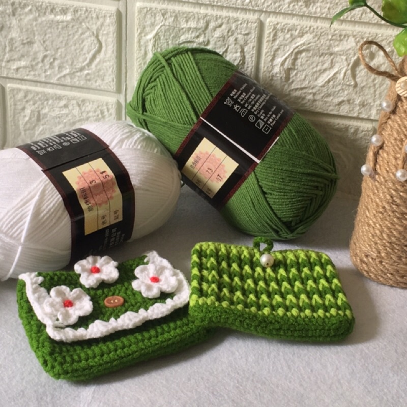Ví len bông hoa đựng thẻ tiện dụng handmade nhỏ nhắn dễ thương