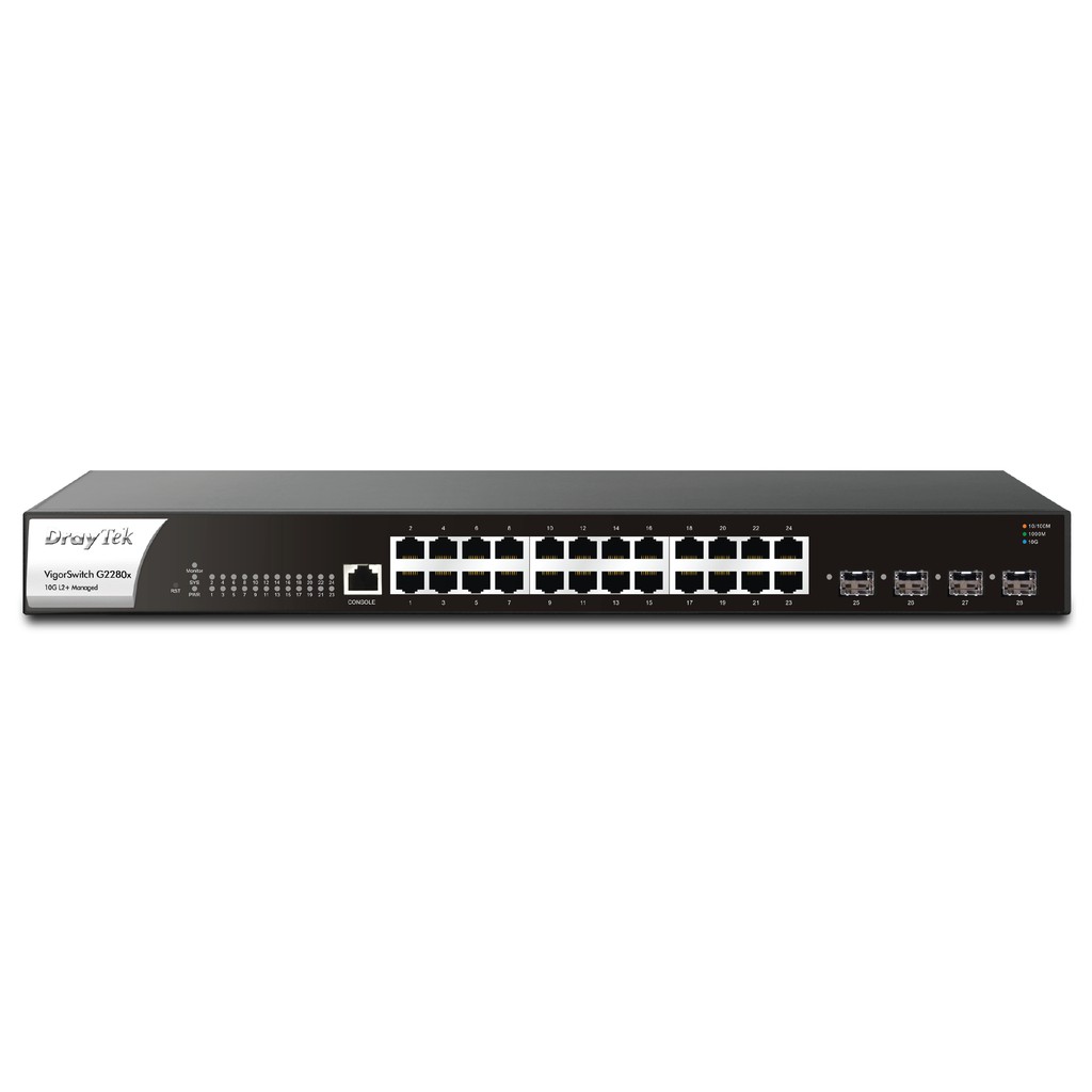 Bộ chia mạng DrayTek VigorSwitch G2280x Switch 28 cổng (4 cổng 1/10Gigabit slot SFP+) Layer2+ Managed Gigabit