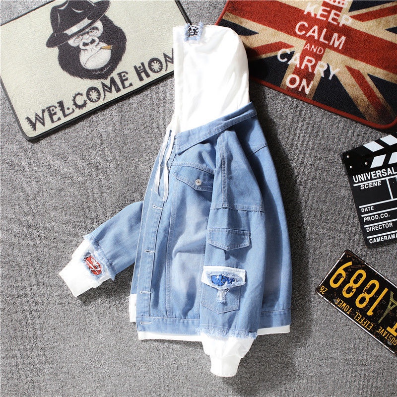 Áo Khoác denim Có Mũ Trùm Đầu Xu Hướng Thời Trang Hàn Quốc Mới Năm 2021