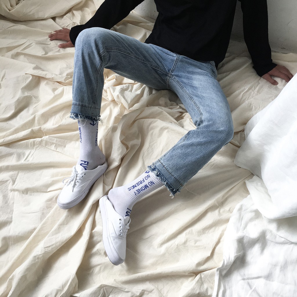 Quần Baggy Jean sước  - gấu chân 2 tầng