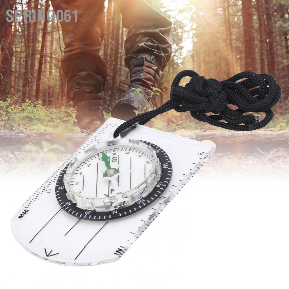 Spring061 Organic Glass Wilderness Survival Outdoor Equipment Multi‑Function Compass Scale Ruler