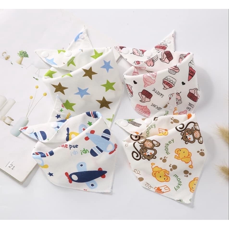 Yếm tam giác cho bé sơ sinh bấm cúc vải cotton Thị Nhím Store Yếm đeo cổ cho bé  siêu mềm thấm hút tốt
