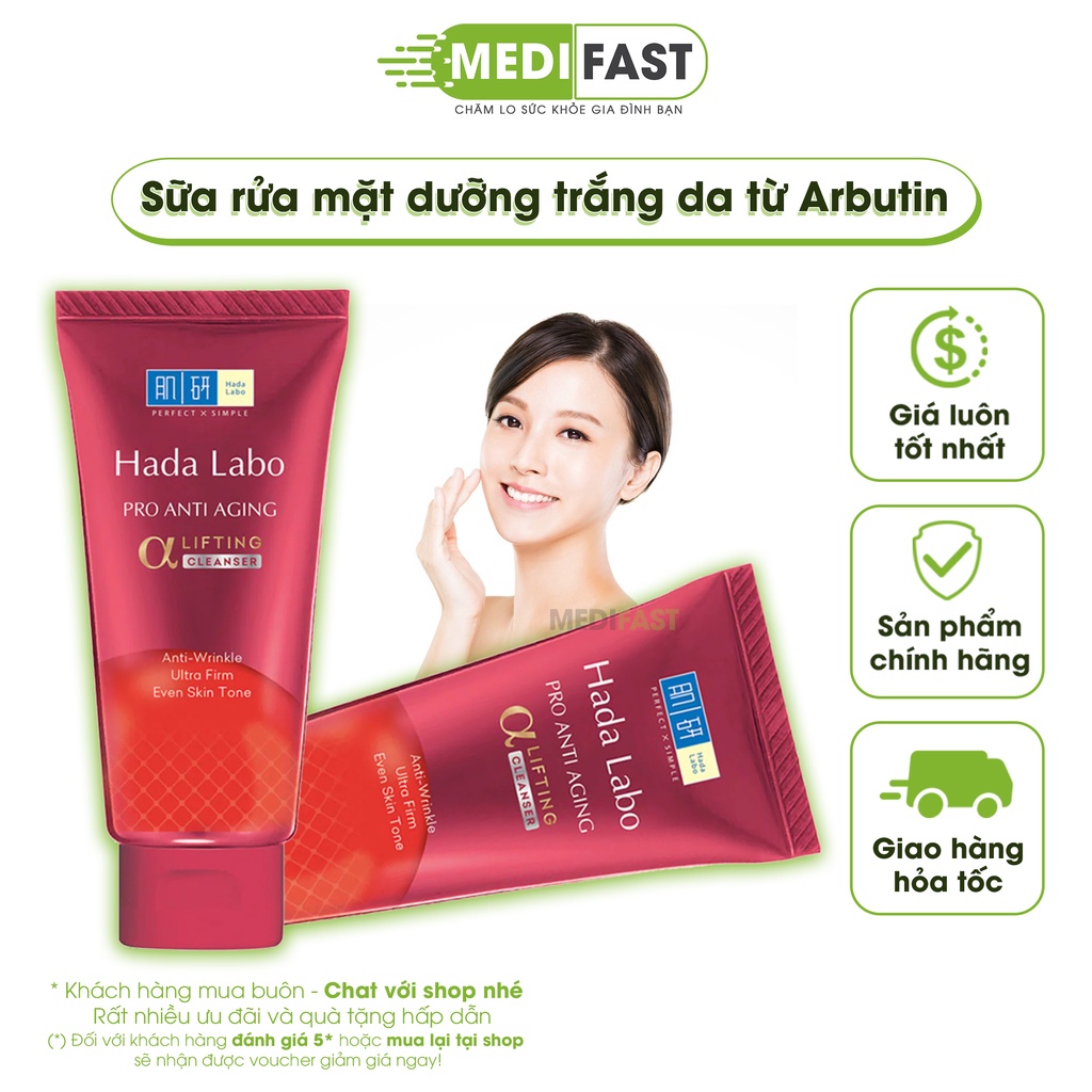 Kem rửa mặt Hada labo Pro Anti Aging 80g - Bổ sung Collagen - Chống lão hóa - dưỡng ẩm, hết khô sạm