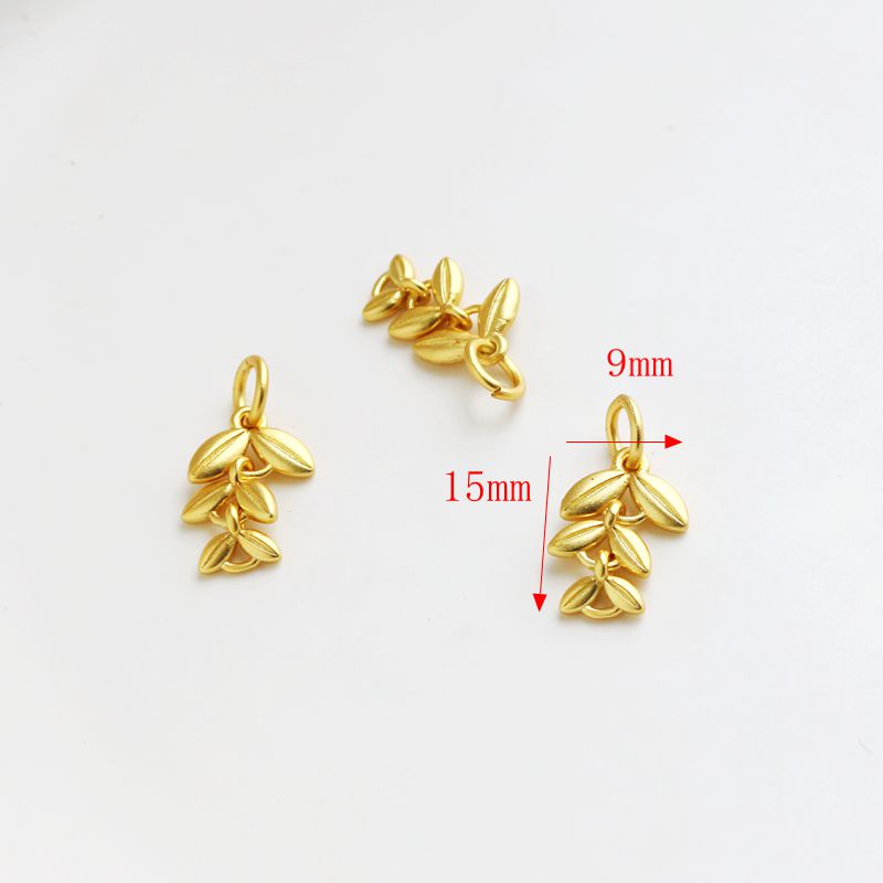 Mặt Dây Chuyền/ Khuyên Tai/ Vòng Tay/ Dây Chuyền Hình Lá Liễu Hai Mặt Màu Vàng 18k Kích Thước 9 * 15mm diy