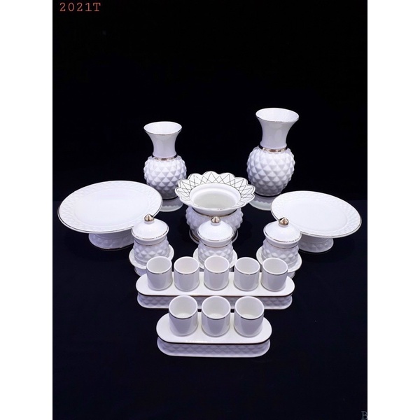 Bộ Thờ Cúng Bình, Lư, Dĩa Bằng Sứ Tráng Men Cao Cấp