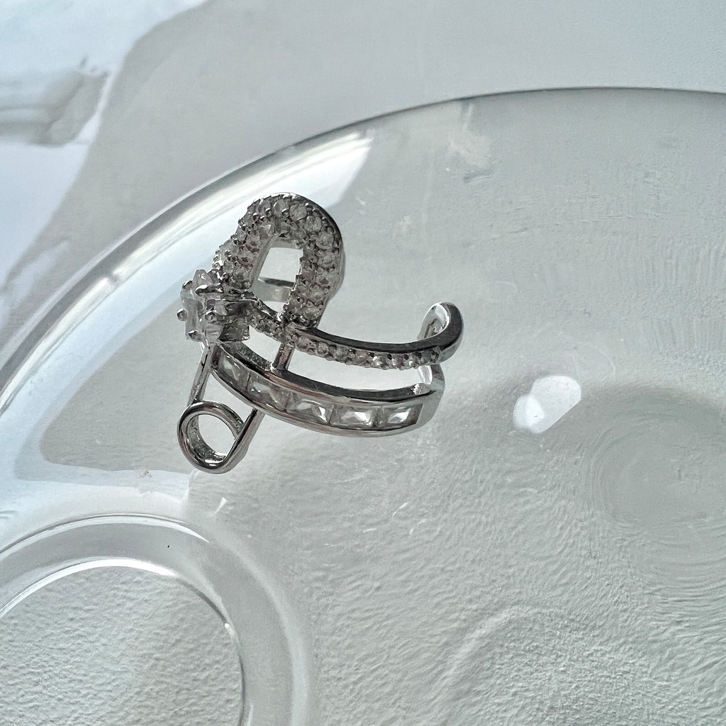 Nhẫn hở đeo khớp ngón tay hình ghim băng đính đá pha lê 19a1488 thời trang