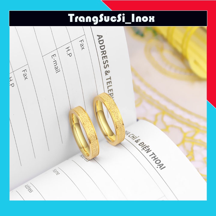 Sỉ nhẫn inox mạ  vàng phun cát sáng đẹp không đen