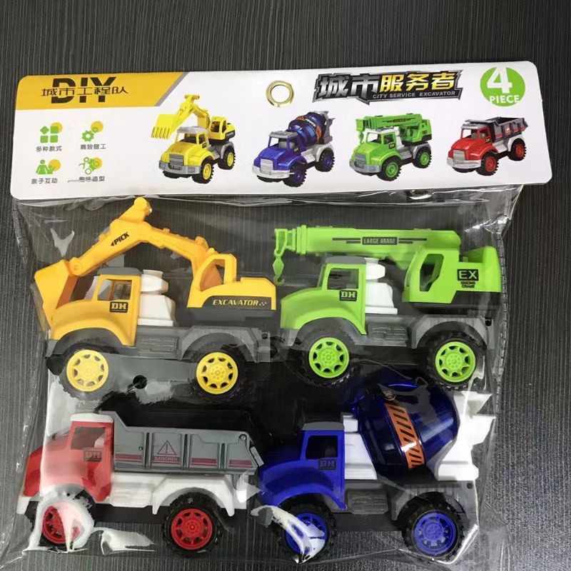 Set 4 xe ô tô ( xe công trình) chạy đà cho bé