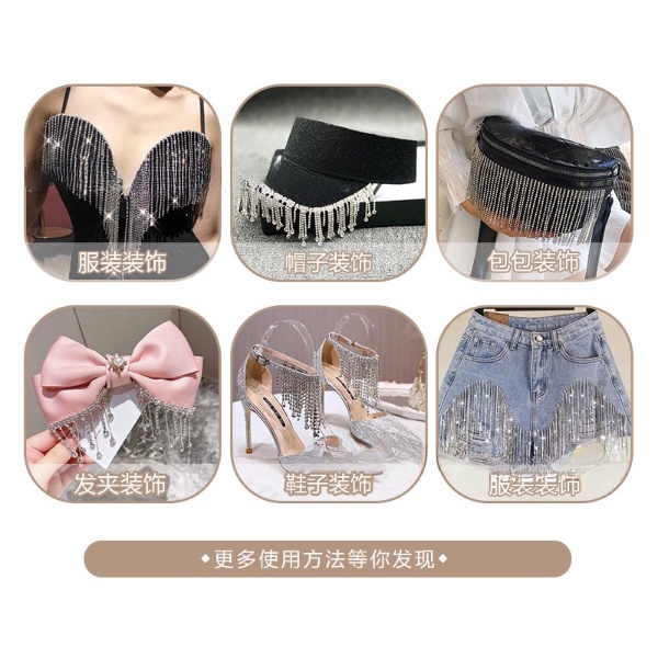 1740490 Thắt Lưng Chuỗi Xích Tua Rua Màu Trắng Đính Đá Sang Trọng Cho Múa Bụng / Trang Trí Đầm Cưới DIY