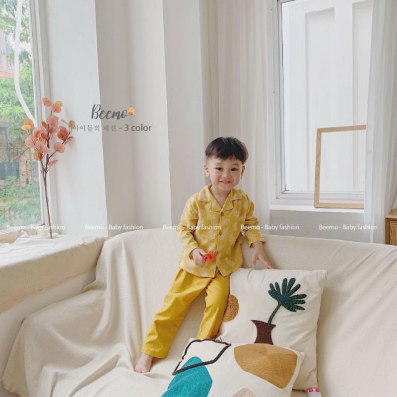 BÁN SỈ BỘ PIJAMA LÁ 3 MÀU CHO BÉ