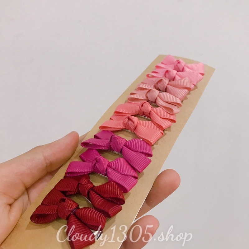 Set 10 kẹp nơ tone màu hồng dễ thương