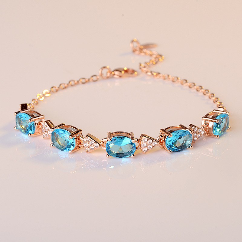 Vòng Tay Mạ Bạc Đính Đá Topaz Nhiều Màu Sắc