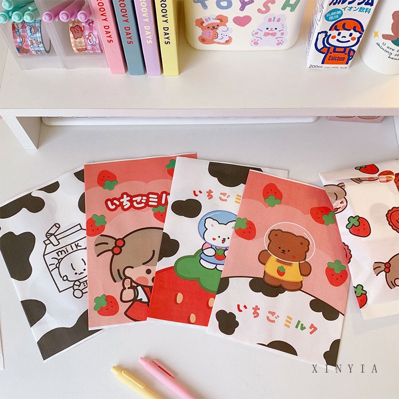 Túi Giấy Đựng Đồ Ăn Vặt Họa Tiết Trái Dâu Dễ Thương