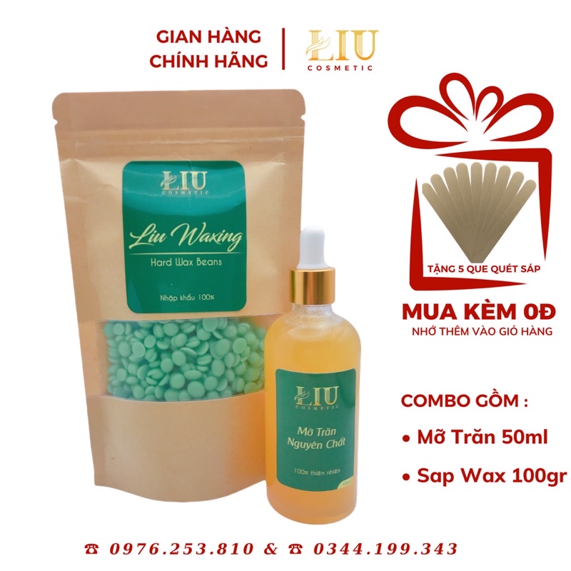 [FREE SHIP] COMBO TIẾT KIỆM 100Gr Sáp Wax lông LIU Waxing &amp; 50ml Mỡ Trăn nguyen chất LIU