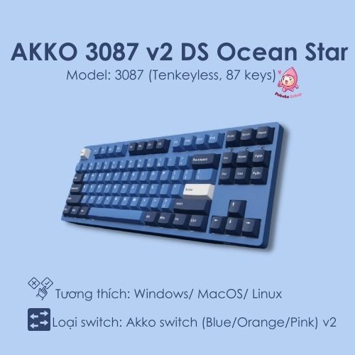 Bàn phím cơ AKKO 3087 v2 DS Ocean Star (Akko sw v2)