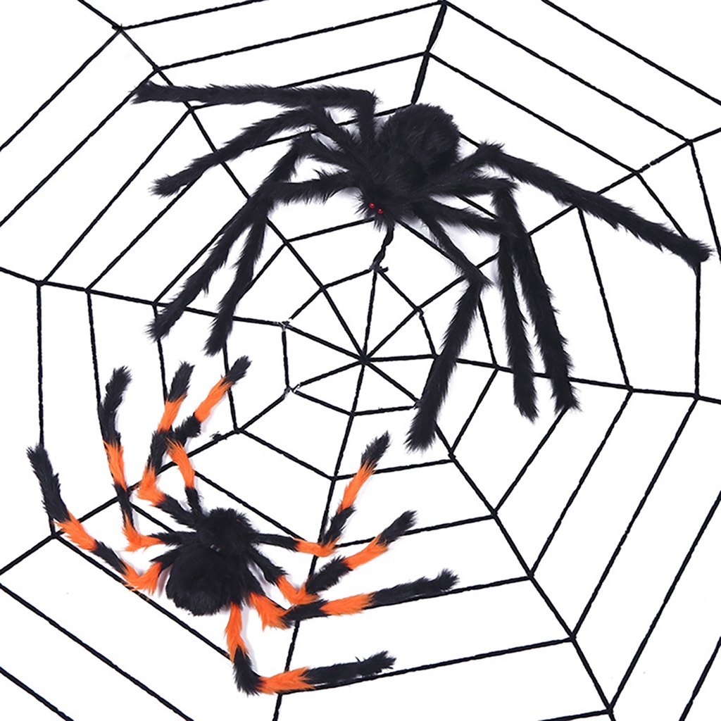 Đồ chơi mô hình nhện phủ lông chân thật dùng trang trí ngôi nhà ma quái tiệc Halloween