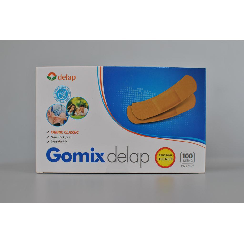 DÁN VẾT THƯƠNG CHỐNG NƯỚC GOMIX DELAP (Hộp 100 miếng 19*72mm)