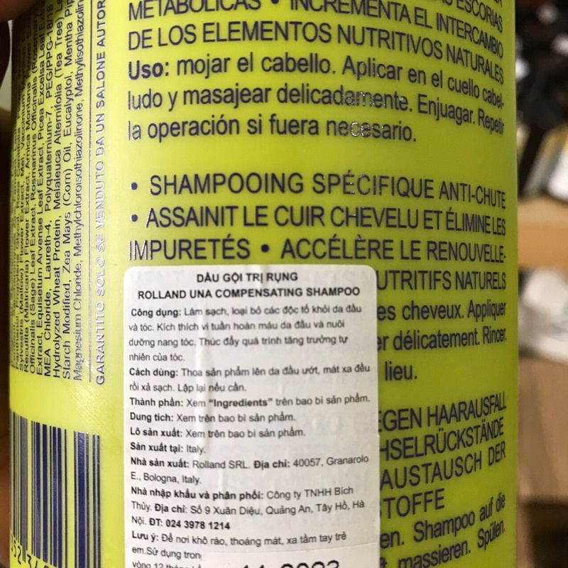 Dầu gội chống rụng và kích thích mọc tóc Stop Loss Compensating Rolland Una 1000ml