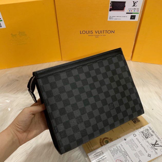 LDO Clutch Cầm Tay Lv, Túi Ví Da Cầm Tay Unisex Cho Cả Nam Và Nữ, Cỡ Vừa 20cmx15x5cm 12 YC46