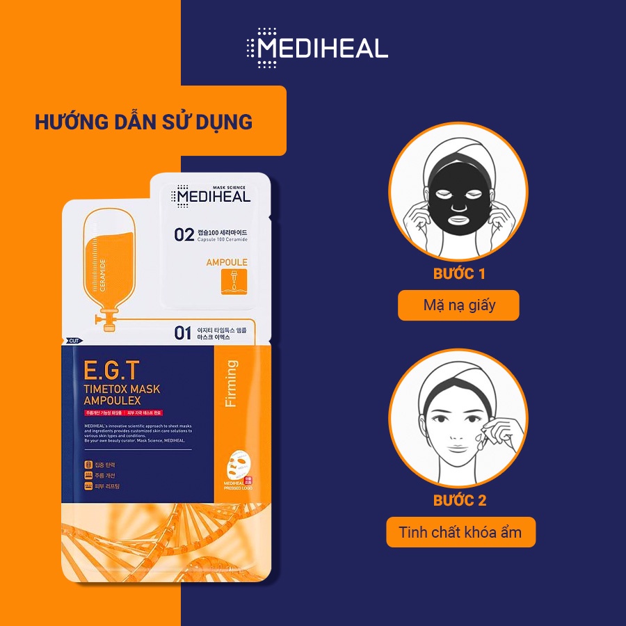 [Nhập mã COSMH22 giảm 8%]Mặt Nạ Mediheal Chống lão hóa Phiên Bản 2 Bước E.G.T Timetox Mask Ampoulex 30ML [K67]