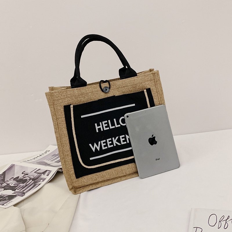 Túi cói hello weekend đi biển đi du lịch