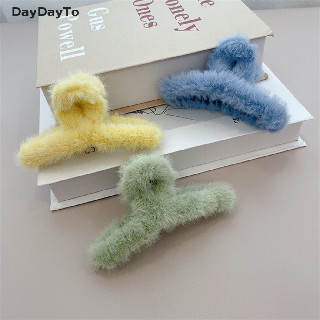 Kẹp Tóc Càng Cua Đính Lông Giả Bằng Acrylic Thanh Lịch