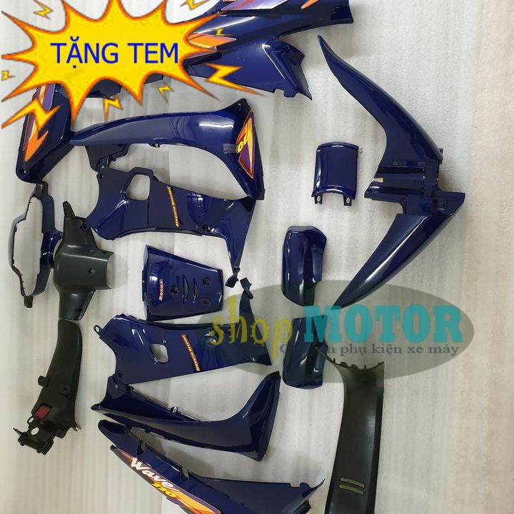 [TẶNG LUÔN TEM NÈ] Bộ dàn áo xe Wave ZX, Wave 110, Wave ZX đời 1997 đến 2006 nhựa nguyên sinh ABS Màu XANH TÍM THAN