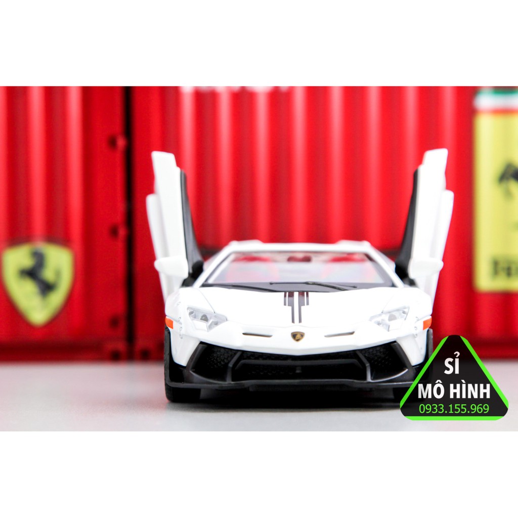 [ Sỉ Mô Hình ] Xe mô hình siêu xe Lambo Aventador SVJ mui trần 1:32 Trắng