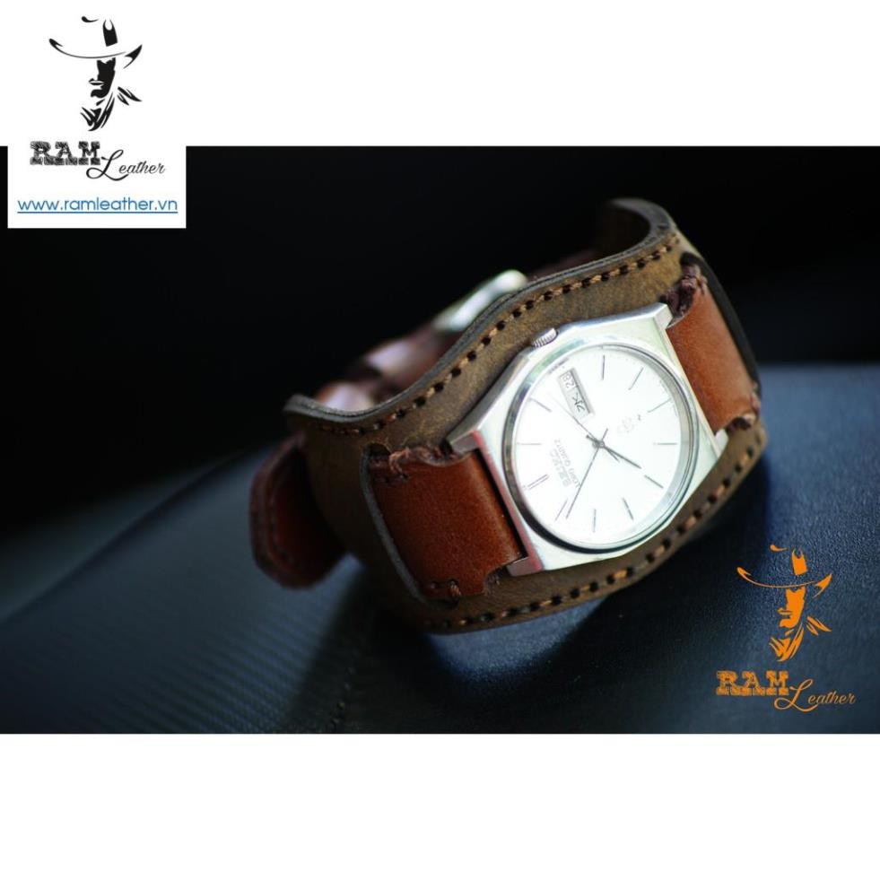Combo Dây Đồng Hồ Bundstrap Ram B2 Nâu Đất Và RAM Classic 1980 - Da Bò Thật Bền Đẹp Nâu Đỏ