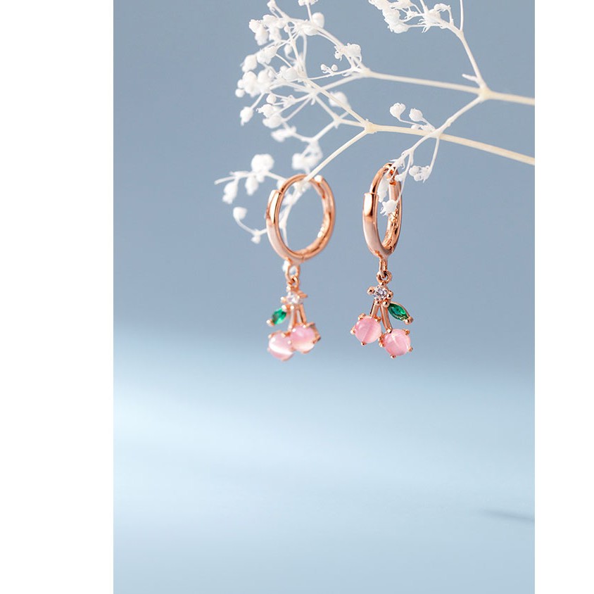 Khuyên tai bạc Ý s925 phiên bản hoa anh đào ngọt ngào G7503 - AROCH Jewelry