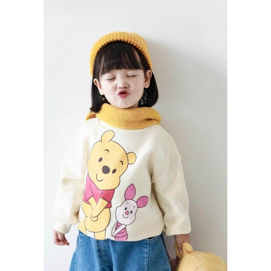 Áo bé gái Combo 3 áo nỉ bông hoạt hình disney cổ tròn chất dày dặn ấm áp