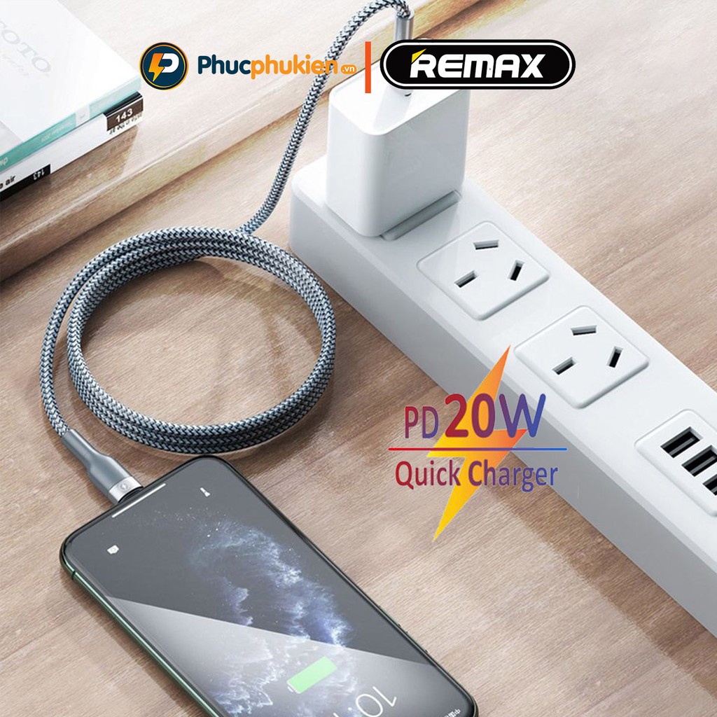 Dây sạc nhanh iPhone 20w chính hãng Remax 009 sạc nhanh iPhone 20w cho iPhone 8 Plus đến 13 Pro max Phúc Phụ Kiện