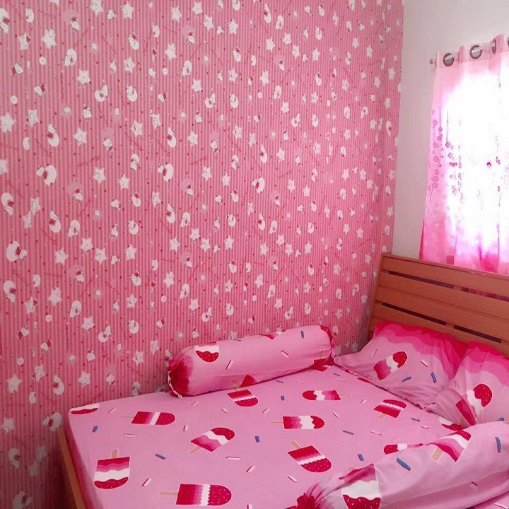 [Xả] 10m Giấy dán tường hello kitty, kity nhiều mẫu trang trí phòng bé dễ thương có sẵn keo bóc dán khổ 45cm giá cực rẻ.