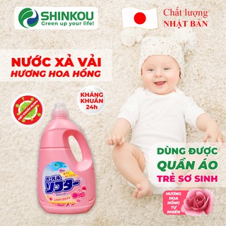 Nước xả vải dùng được cho trẻ sơ sinh hương Hoa Hồng SHINKOU (Sản phẩm chất lượng Nhật Bản) - Kháng khuẩn 24h