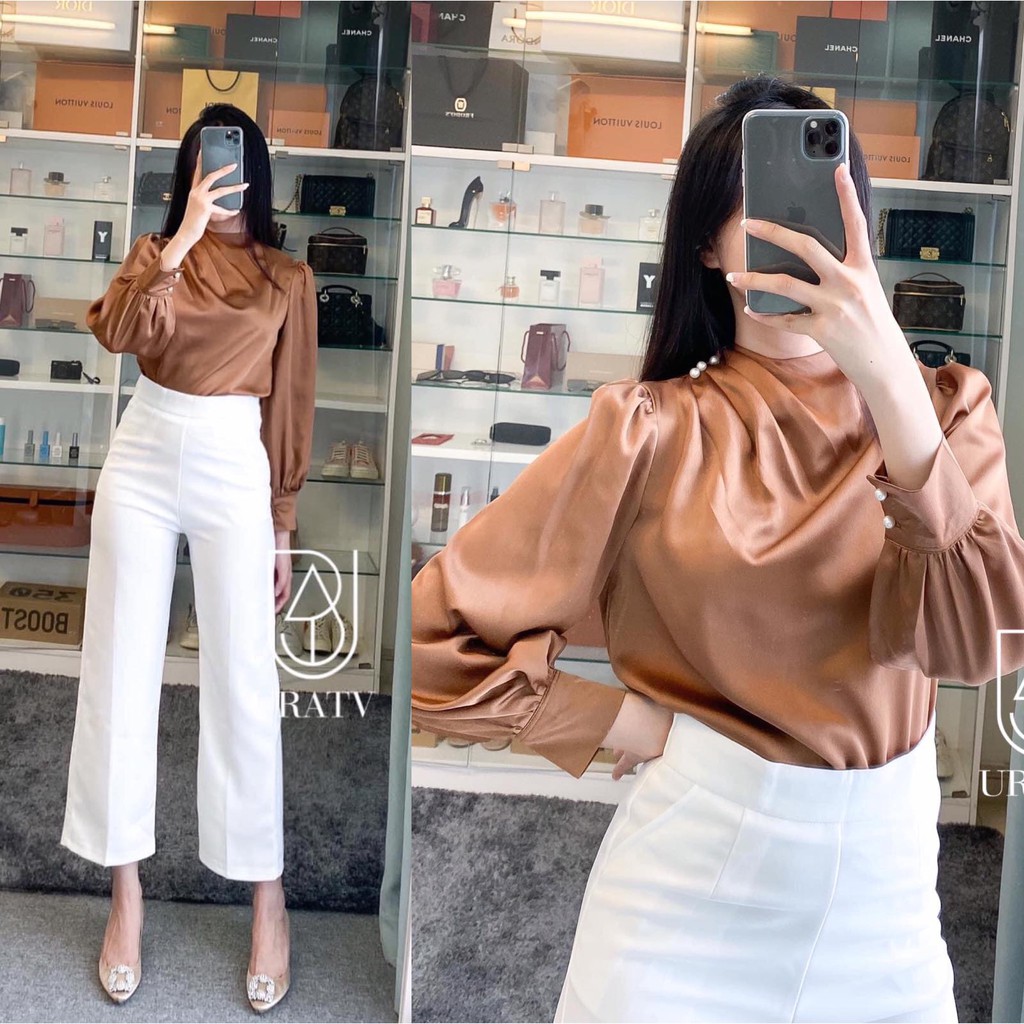 [FREESHIP - ẢNH CHÍNH CHỦ] Áo sơ mi kiểu vai đính hạt tay dài 195