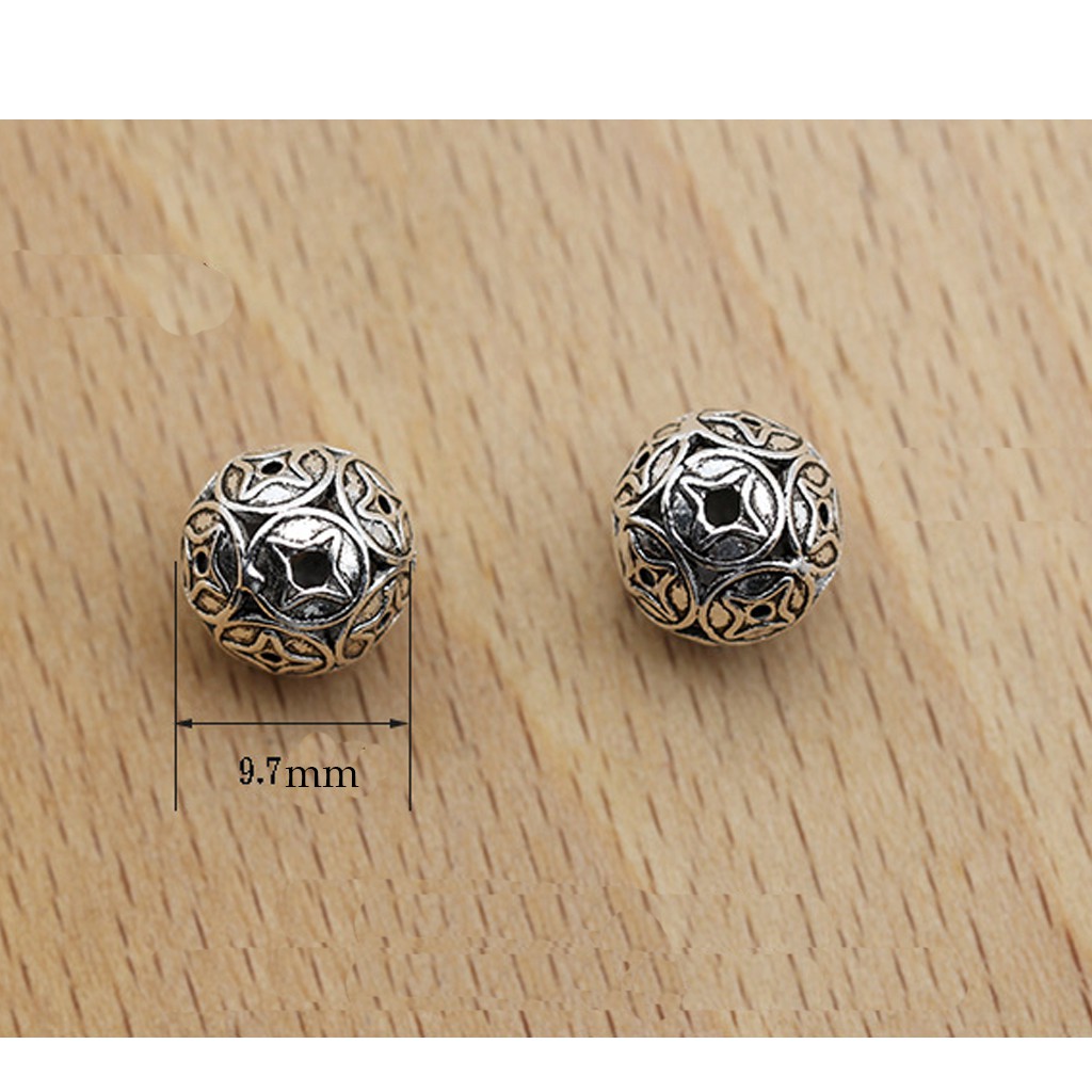 Phụ kiện Charm bạc Hạt đồng tiền xỏ