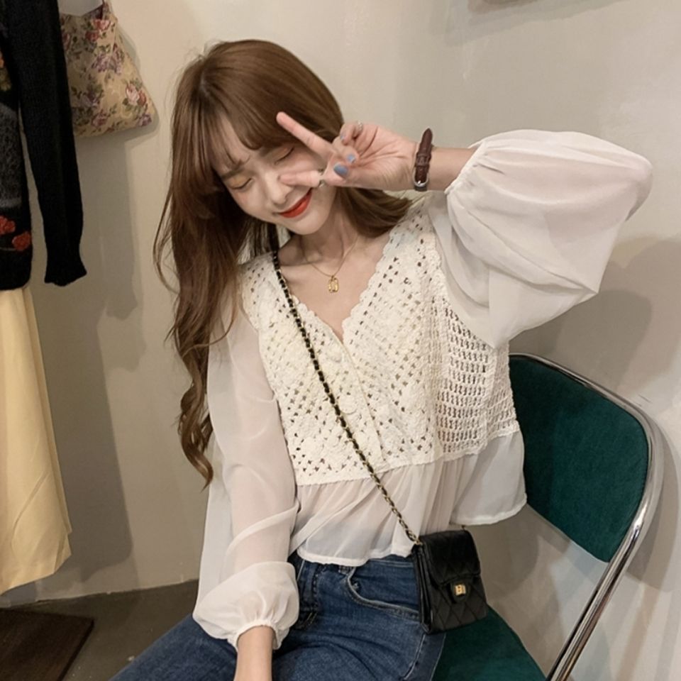 Áo Kiểu Cổ Chữ V Dáng Rộng Phong Cách Retro Thời Trang Mùa Hè Cho Nữ