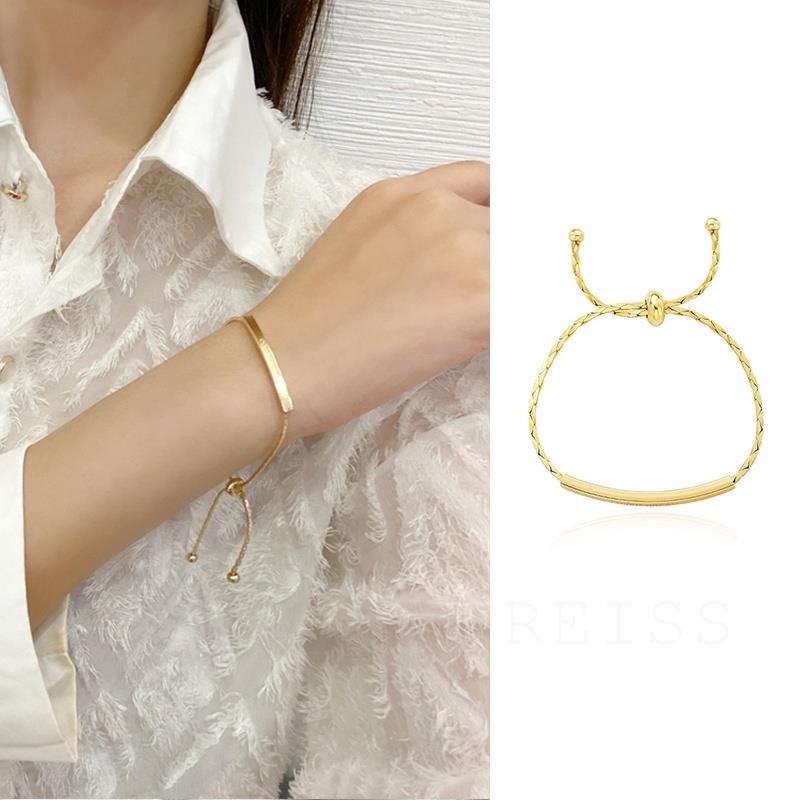 Vòng tay kim loại đơn giản của Hàn Quốc dành cho nam và nữ Món quà cặp đôi có thể điều chỉnh độ dài