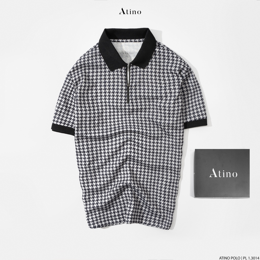 Áo Polo Nam Họa Tiết ATINO thanh lịch vải cá sấu Cotton cao cấp thoáng mát chuẩn form PL1.3014