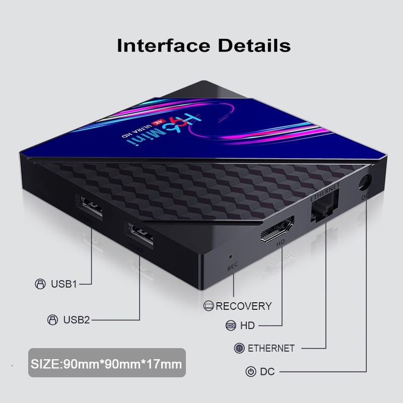 Tv box Rom 16G Ram 2G tìm kiếm giọng nói android tv box xem phim 4K chạy android10 bảo hành 1 năm H96miniV8 tivi box