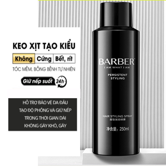 Combo Keo sáp vuốt tóc nam-keo xịt tóc tạo kiểu Barber giữ nếp tóc lâu