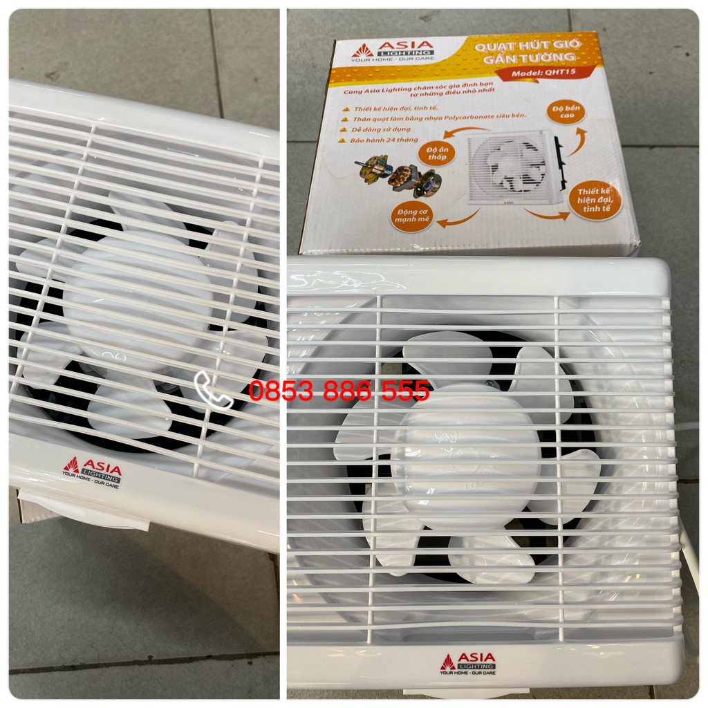 (Giá cực hấp dẫn) Quạt hút gắn tường QHT15, nhãn hiệu Asia, 25W, kích thước lỗ chờ 20x20 cm. Bảo hành 1 năm chính hãng.