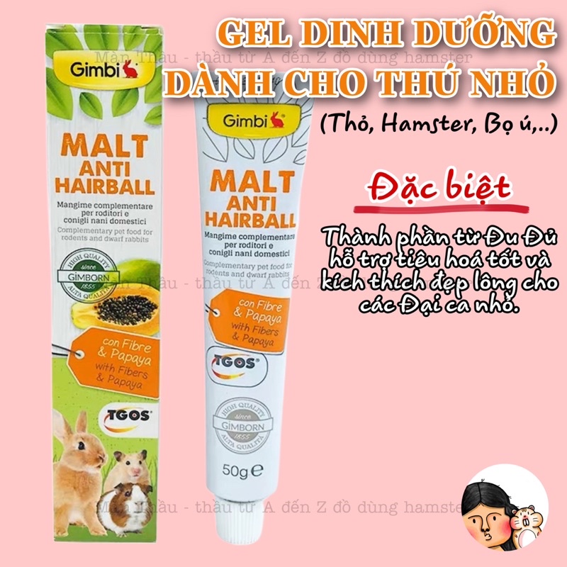 Gel dinh dưỡng đu đủ Gimbi dành cho thú nhỏ (Thỏ, Hamster, Bọ Ú)