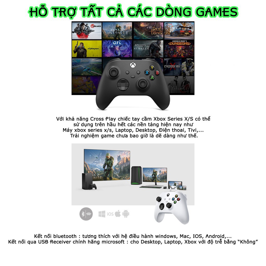 [Freeship toàn quốc từ 50k] Tay Cầm Xbox Series X Kèm Cáp Type-C | USB Adapter