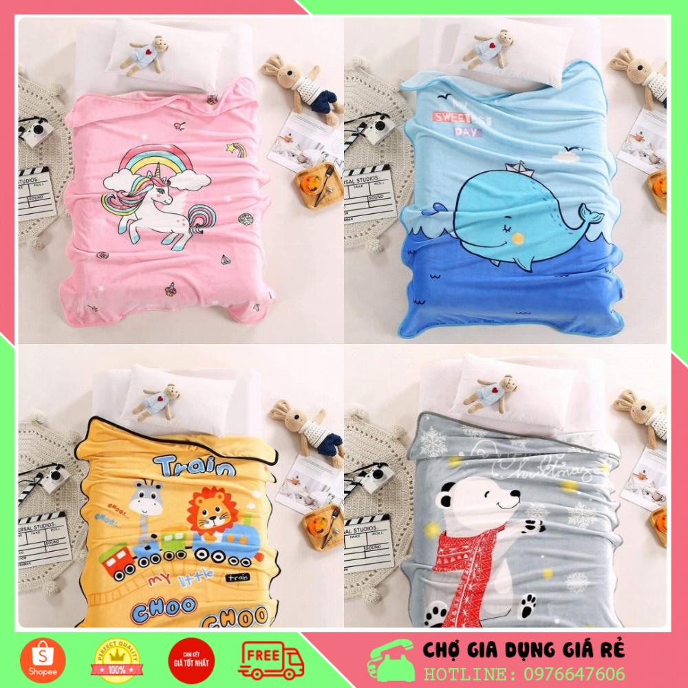 Chăn Tuyết Nỉ Nhung Sữa Siêu Đẹp, Siêu Mềm Mịn, dành cho Bé Yêu đắp 4 mùa (kích thước 1m4x1m)