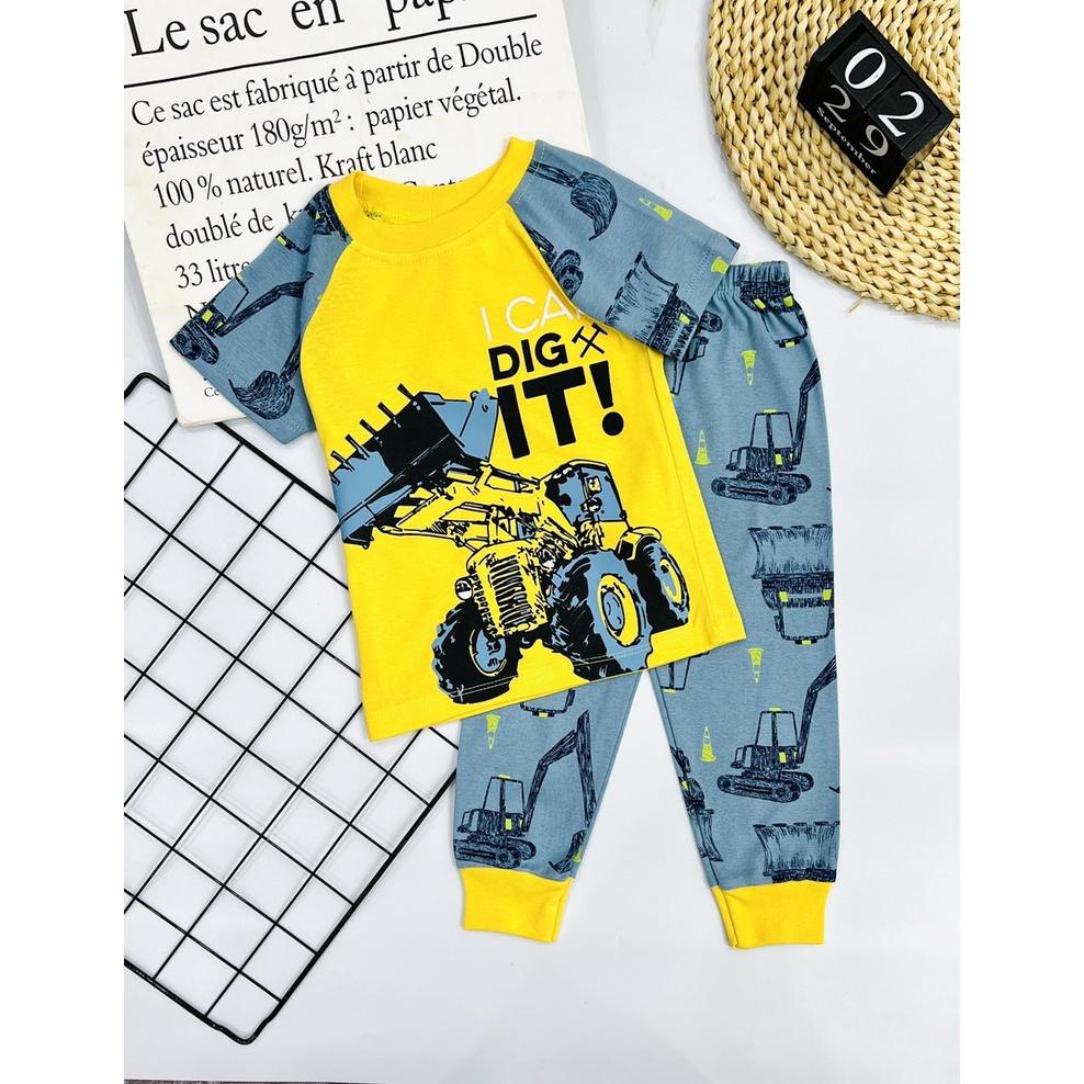 Đồ bộ bé trai tay ngắn quần dài thun cotton vnxk 22 42kg J498