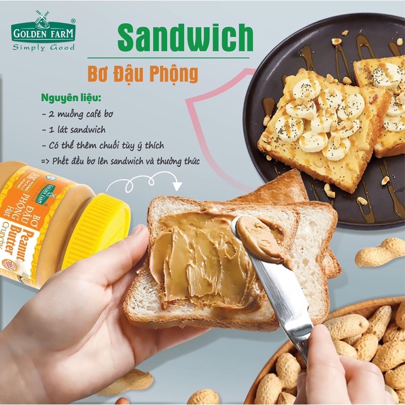 Bơ Đậu Phộng Mịn &amp; Hạt Golden Farm 510g DVAUTO MART