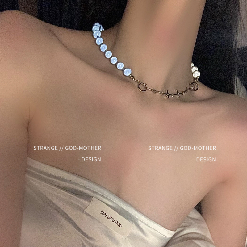 Dây chuyền chuỗi hạt phong cách hip hop 19942 ngọc trai giả