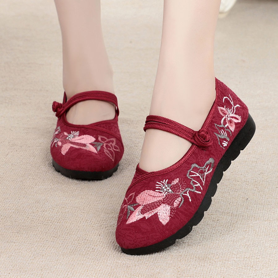 Giày Vải Đế Mềm Thêu Họa Tiết Phong Cách Trung Hoa Cho Nữ