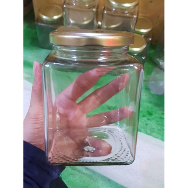 20 hủ thủy tinh vuông nắp thiếc 500ml